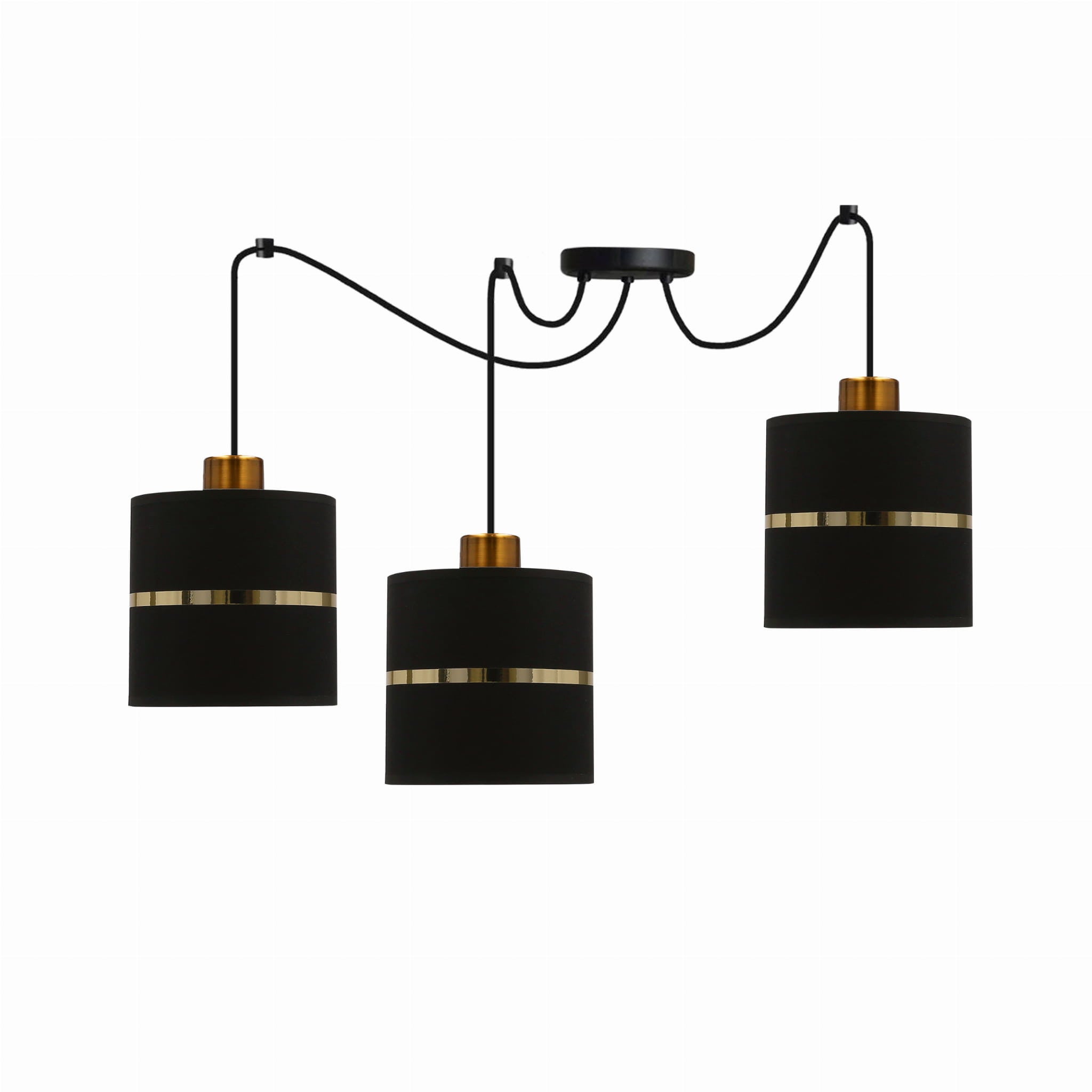 Lampa wisząca Assam czarno-mosiężny 3xE27x60W wym: 100 x 120 x 120 cm tkanina Candellux