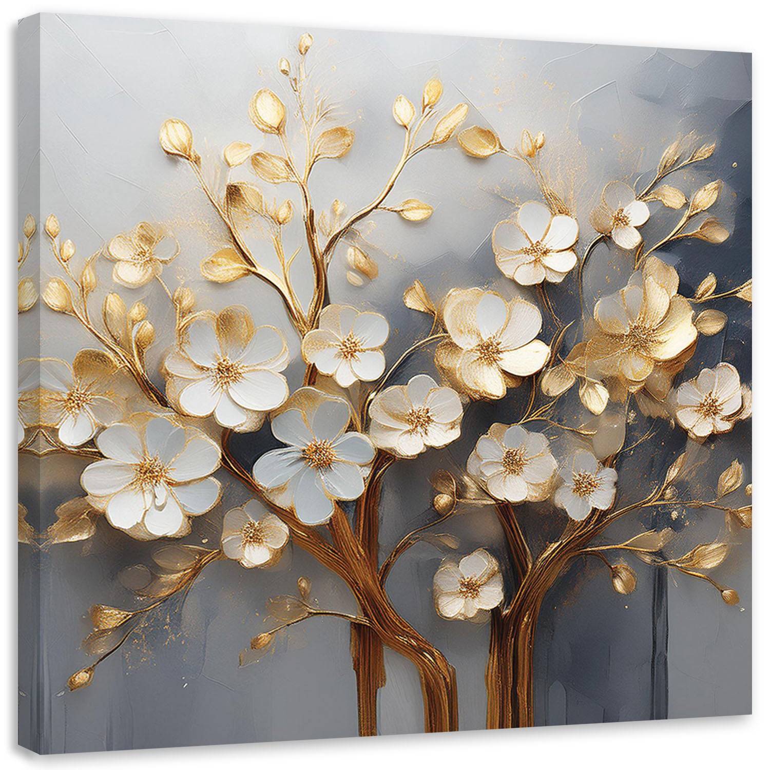 Obraz na płótnie, Drzewo Magnolia Abstrakcja Złoty 50x50