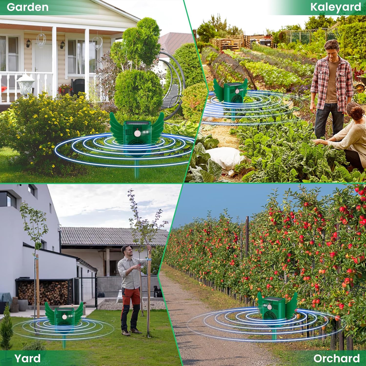 Répulsif à Ultrasons Solaire pour Animaux -Anti-Renard - Détecteur de Présence avec Flash Lumineux - Résistant à l'Eau IP66 - Idéal Jardin et Terrasse - 8