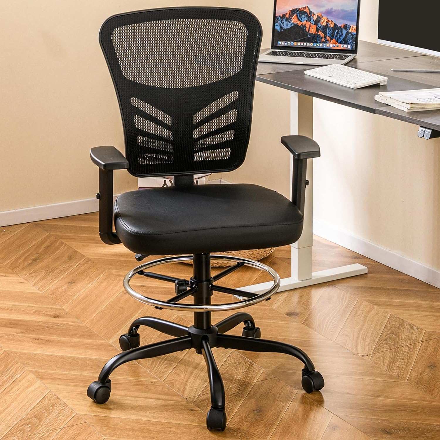 Chaise De Bureau Enfant Réglable – Accoudoirs, Repose-pieds, Hauteur Siège 36-46 Cm – Pour 6 à 18 Ans – Vert Clair, Tissu Mesh