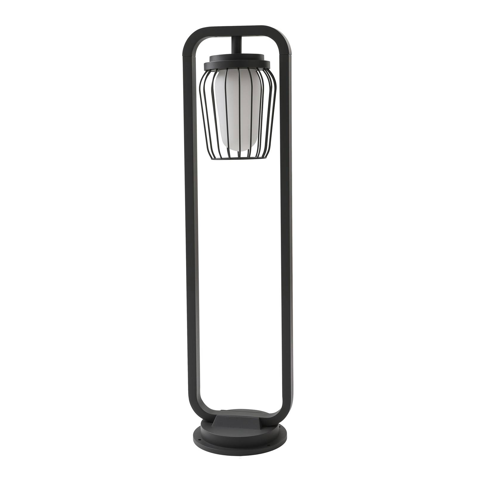 Lucande bolardo luminoso chandan, 90 cm, gris oscuro, aluminio, iluminación de senderos, baliza, iluminación de senderos, farola