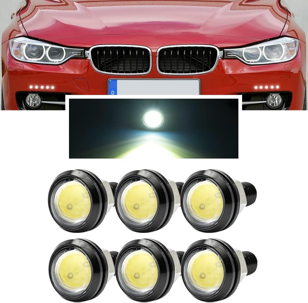 6 artykułów Lampa oświetleniowa LED o dużej mocy Eagle Eye - 9 W - ze śrubami, do samochodu lub motocykla - światła cofania/dzienne/postojowe