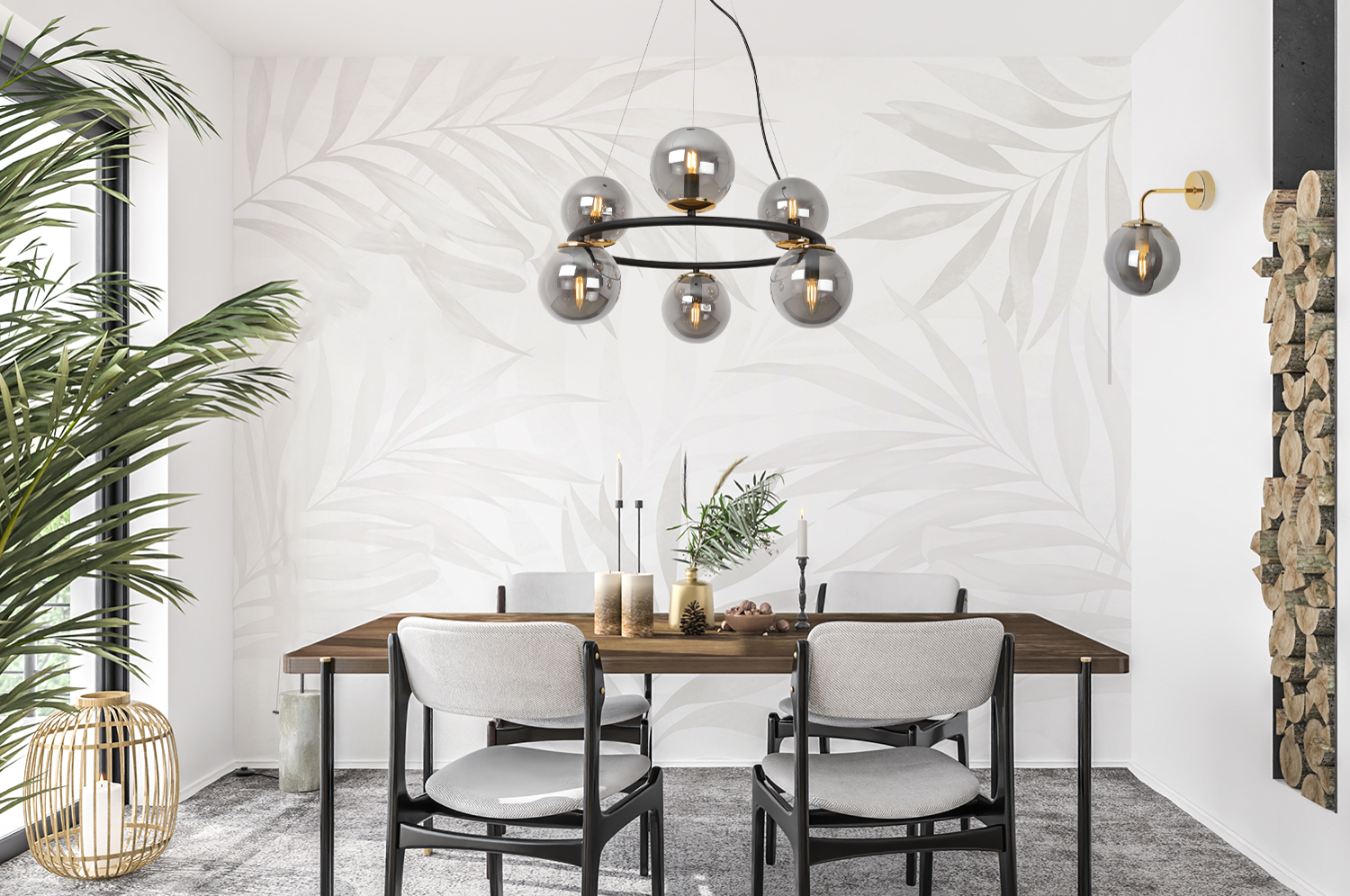Lampa kinkiet ścienny Siena glamour 1xE14 klosz kula szklana złoty/grafit Light Home LH - 3