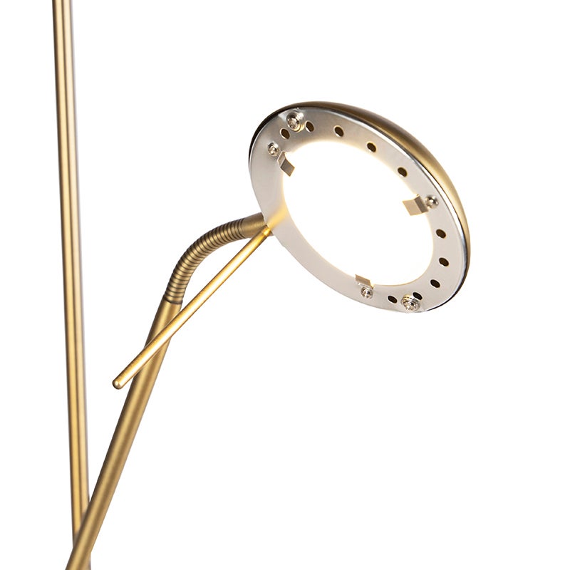 Qazqa moderne lampadaire uplighter avec bras de lecture - Diva - bronze, rond, led intégrée 18w incluse, Integrated led, - 9
