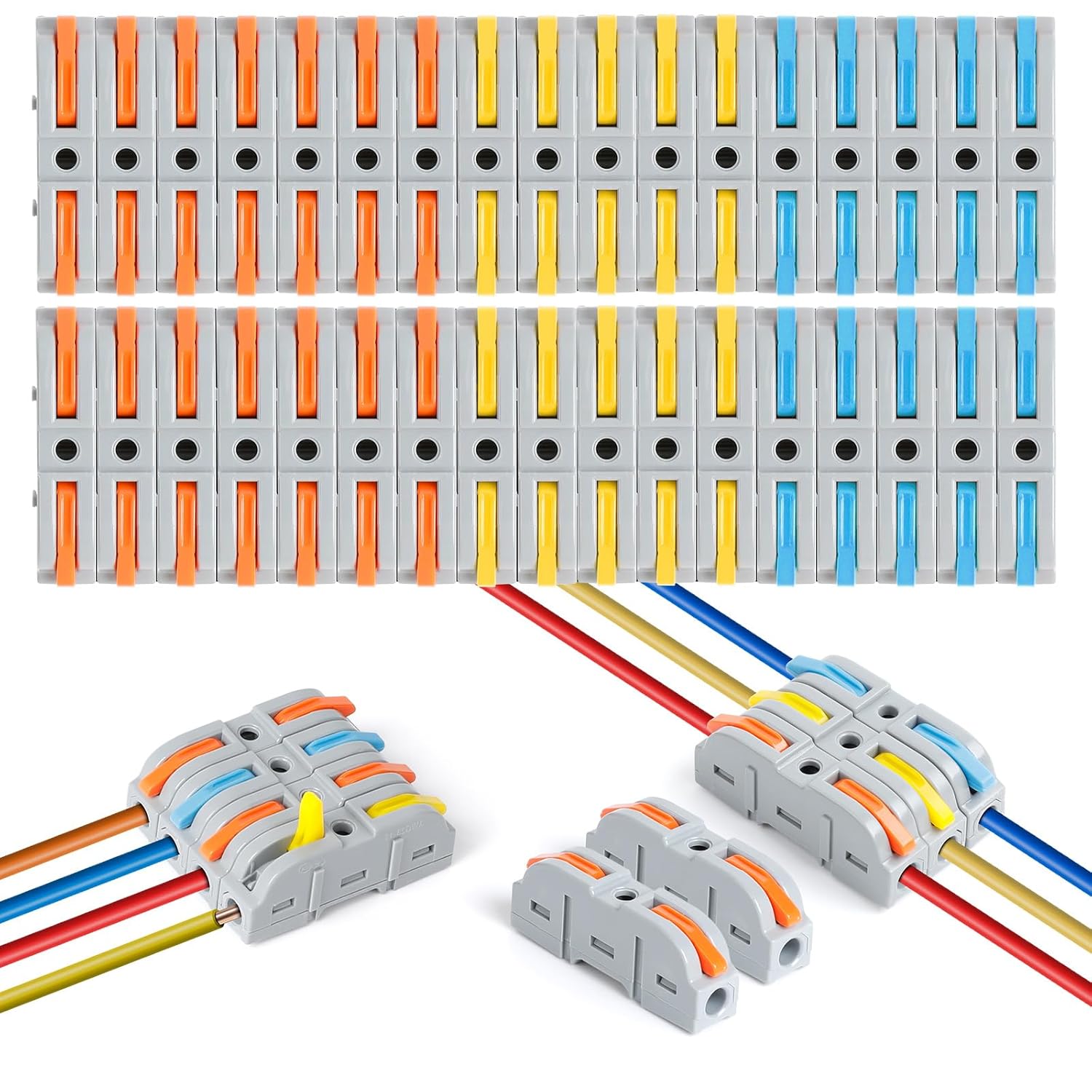Złącze elektryczne, 34 sztuki, złącza elektryczne, końcówki i zestawy szybkozłączek z dźwignią, wodoodporne, automatyczne zaciski przyłączeniowe