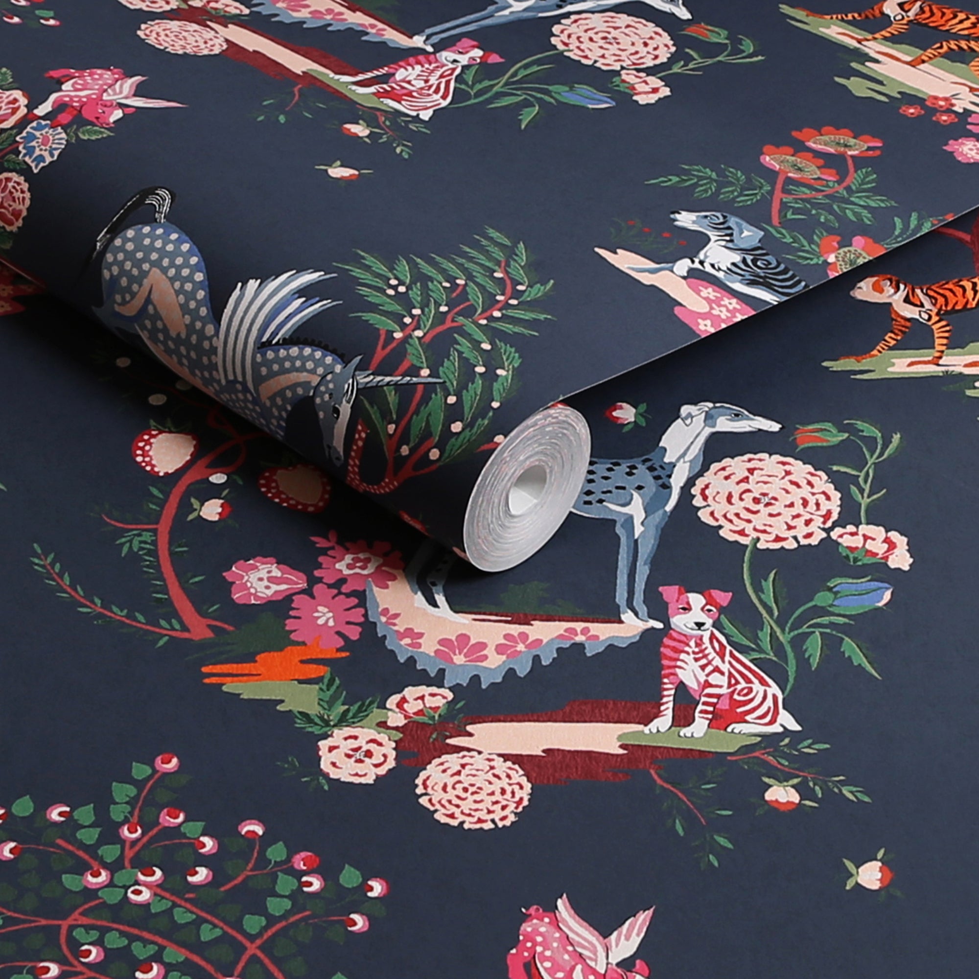 Cath Kidston Tapeta filzelinowa PAINTED KINGDOM niebieski 10 m x 52 cm