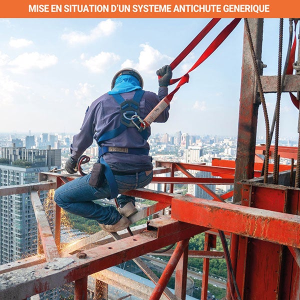 Longe avec absorbeur d'énergie en sangle Non Feu - 2m - 1 mousqueton à vis ouverture 17mm et 1 mousqueton d'échafaudage ouverture 55mm - FA3030520 - 5