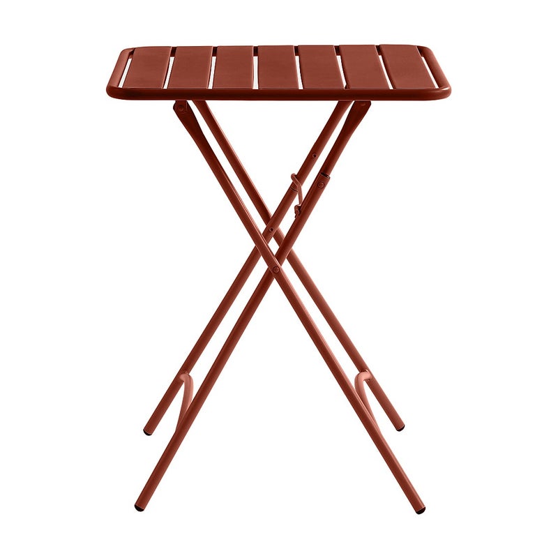 Stolik ogrodowy składany kwadratowy o szer. 60 cm z metalu - Terakota - MIRMANDE marki MYLIA
