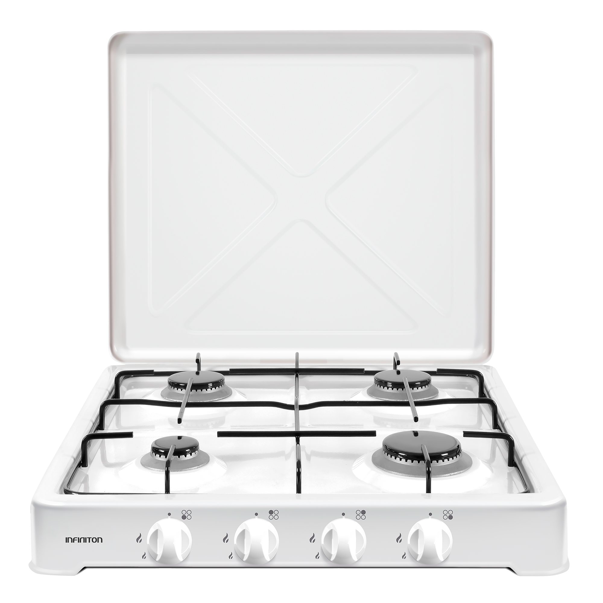 Infiniton Blanco Cocina De Gas Portátil Ggp-4F 4 Fuegos Control Mecánico 15,4X49,4X55,8 Cm - Imagen 2