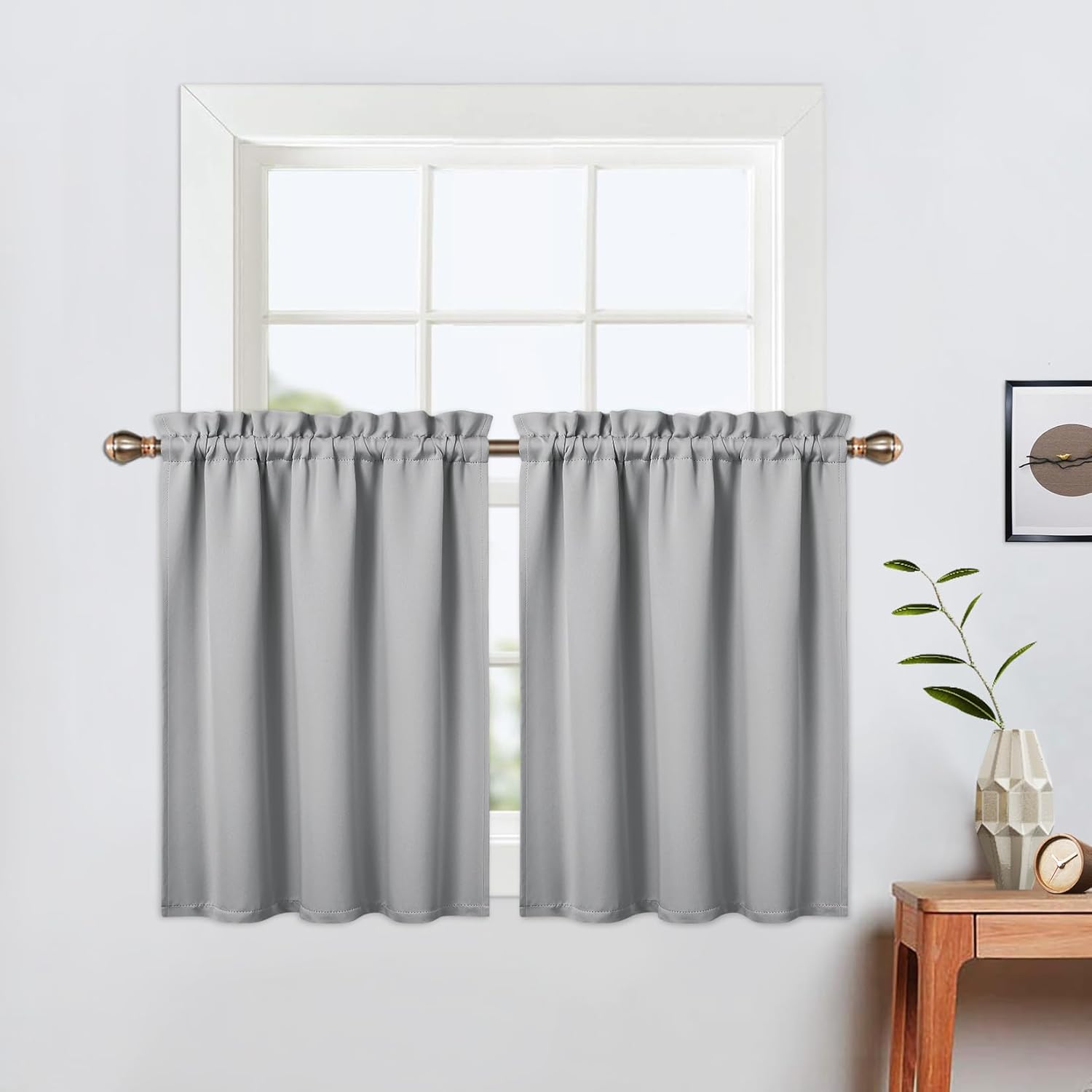 Zasłony łazienkowe 76 x 92 cm - Zestaw 2 - Styl kawowy - Zasłony zaciemniające i izolujące