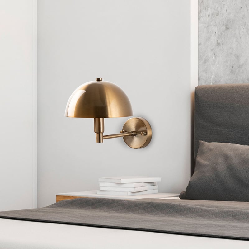 Kinkiet ścienny w kształcie grzyba z metalu o efekcie mosiądzu – wys. 24 × gł. 20 cm – ELDO