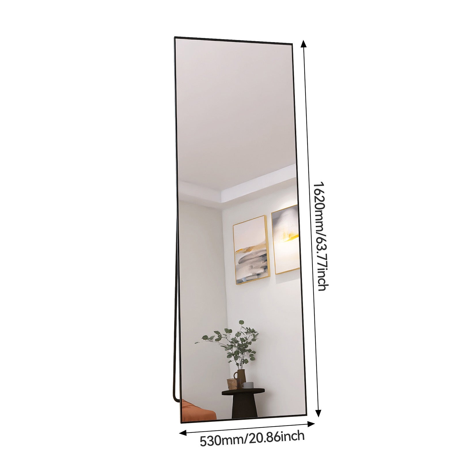 Miroir en pied rectangulaire de 162 × 53 cm, en verre trempé, avec cadre en alliage d'aluminium, miroir en pied pour salle de bains - 4