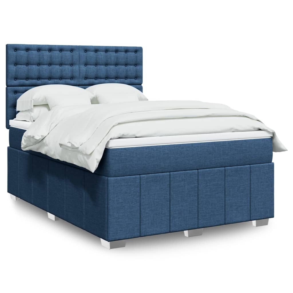 Sommier à lattes de lit avec matelas Bleu 160x200 cm Tissu — COMFORTXL - 2