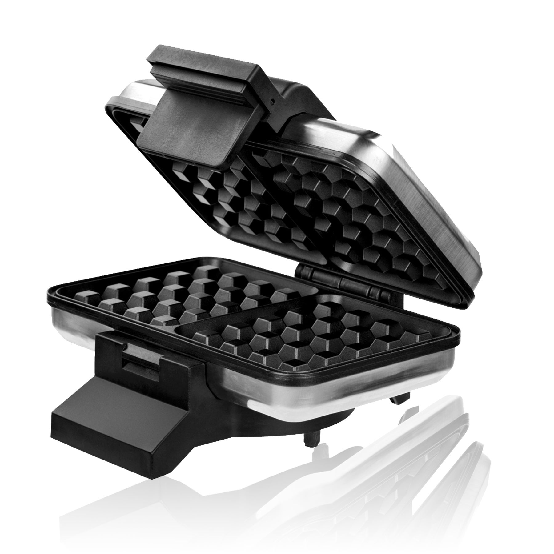 Piastra Per Waffle Belghe 750W - Doppia Piastra Antiaderente, Compatta 22.5x22.5cm, Nero - Foto 8