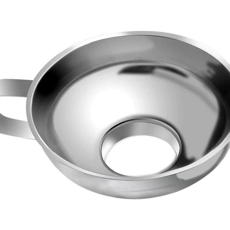 Lejek do dżemu ze stali nierdzewnej z szerokim otworem i uchwytem do przelewania płynów, suchych składników i proszku, srebrny (dł.)