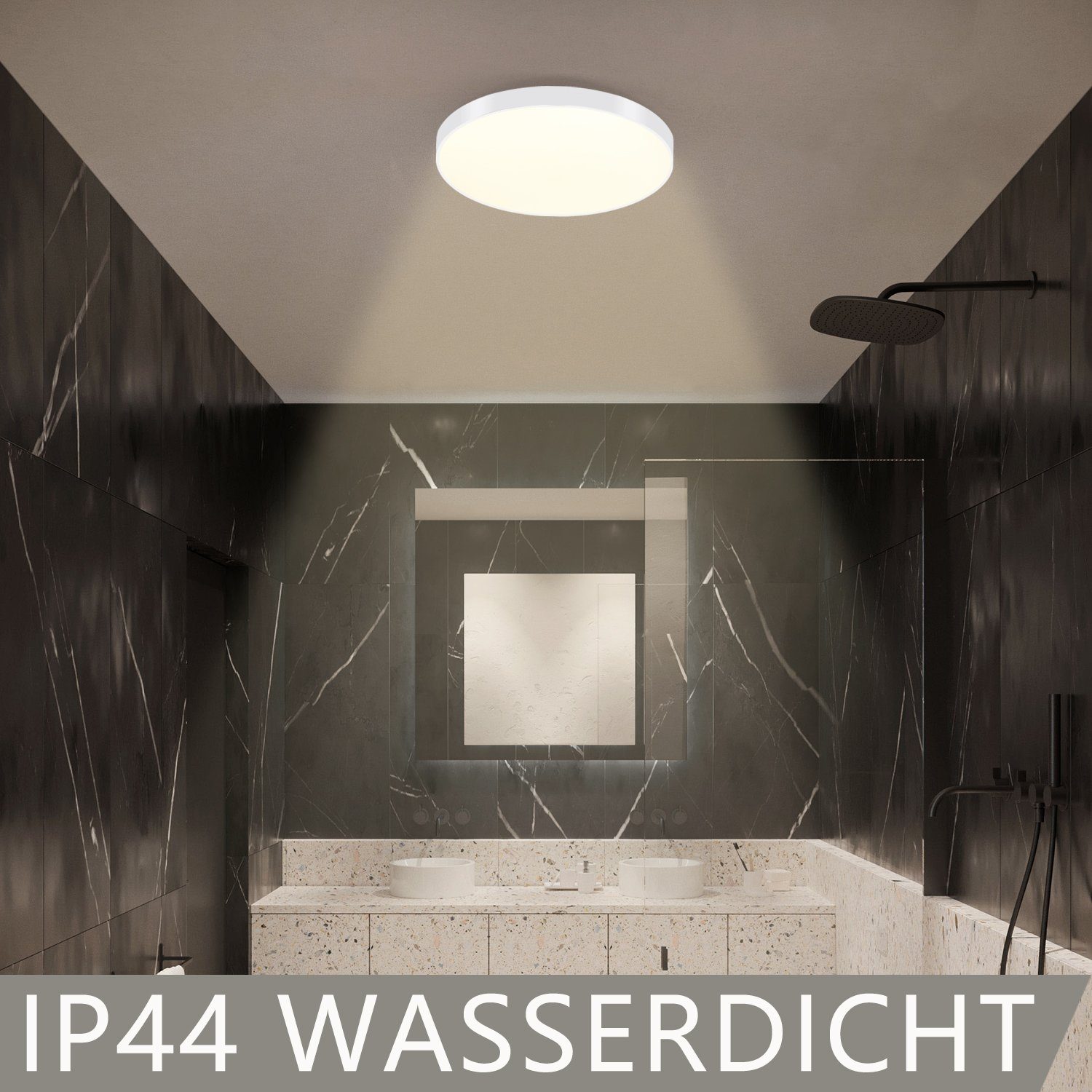 NETTLIFE Lâmpada de teto LED branca quente - lâmpada de casa de banho 12W IP44 à prova de água 21cm redonda moderna - 4