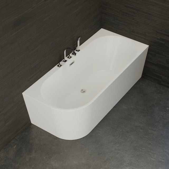 Vasca Angolare Semi-freestanding A Parete Capri 170 Droite Blanche + Robinetterie Chromée (bianco) L170 X L76 X H58 Cm, By Spalina