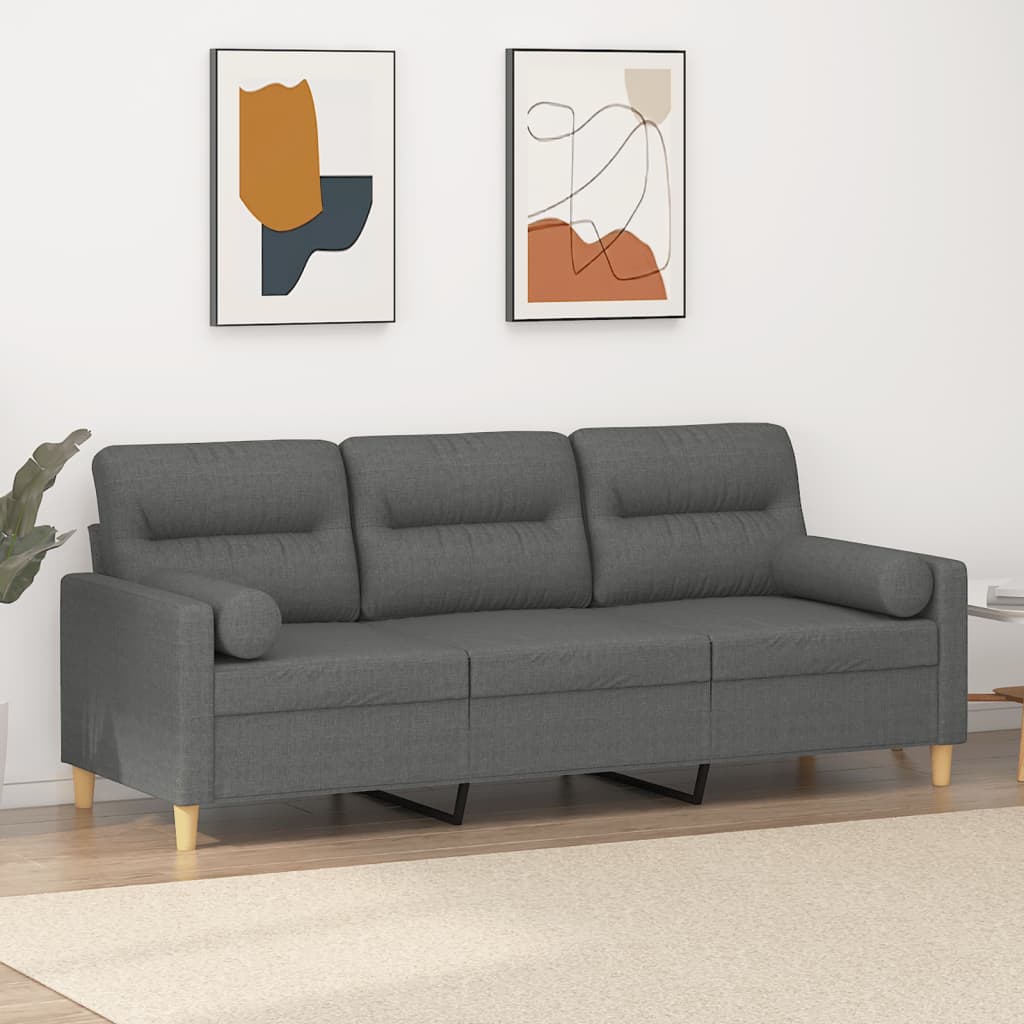 Maison exclusive - sofá de 3 plazas con cojines tela gris oscuro 180 cm