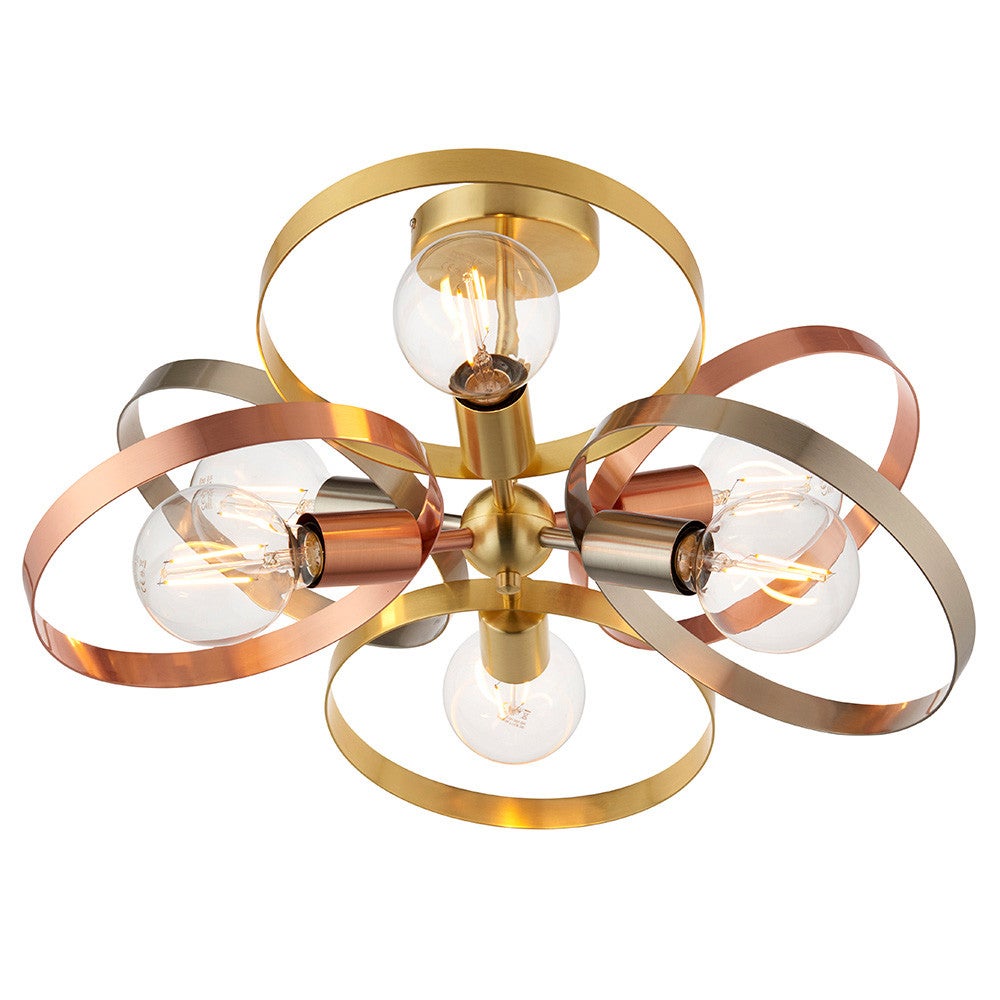 Lampa wisząca HOOP mosiężno-miedziana 6xE27x20W metal wym:33,2x59x59cm IP20 Endon