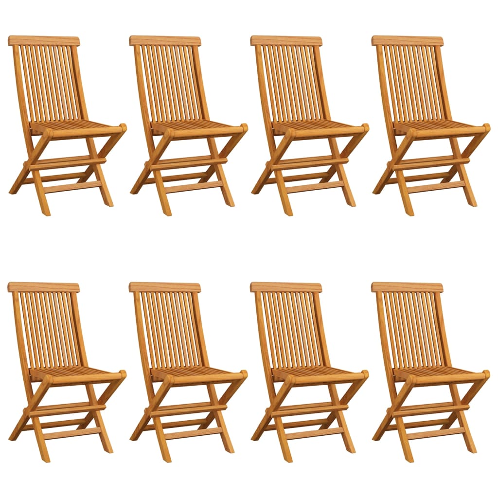 Chaises de jardin avec coussins bleu clair 8 pcs Teck massif 2 - 2