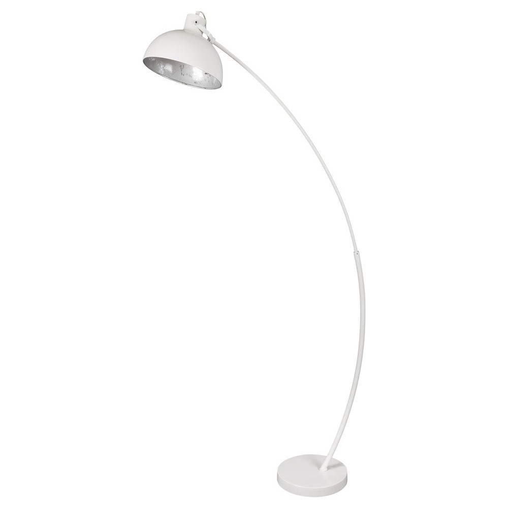 Lampa podłogowa łukowa E27 Klosz Biały Matowy Srebrny liść Metal IP20 H1580mm