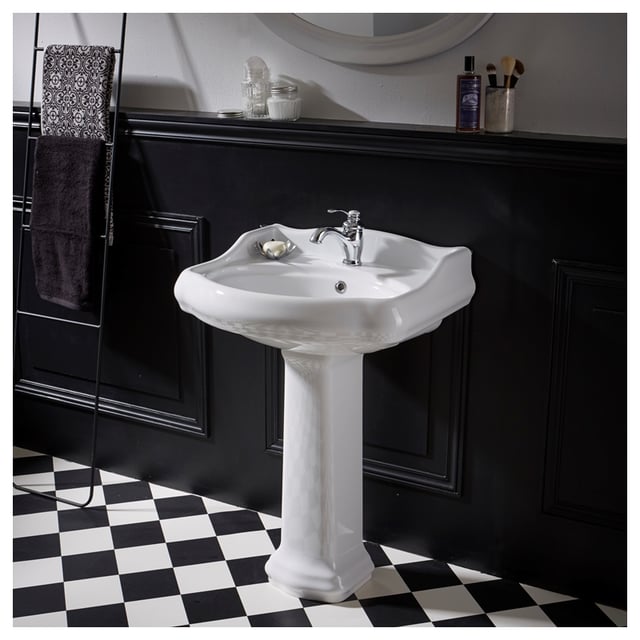 Lavabo colonne rétro 60 cm en céramique blanc