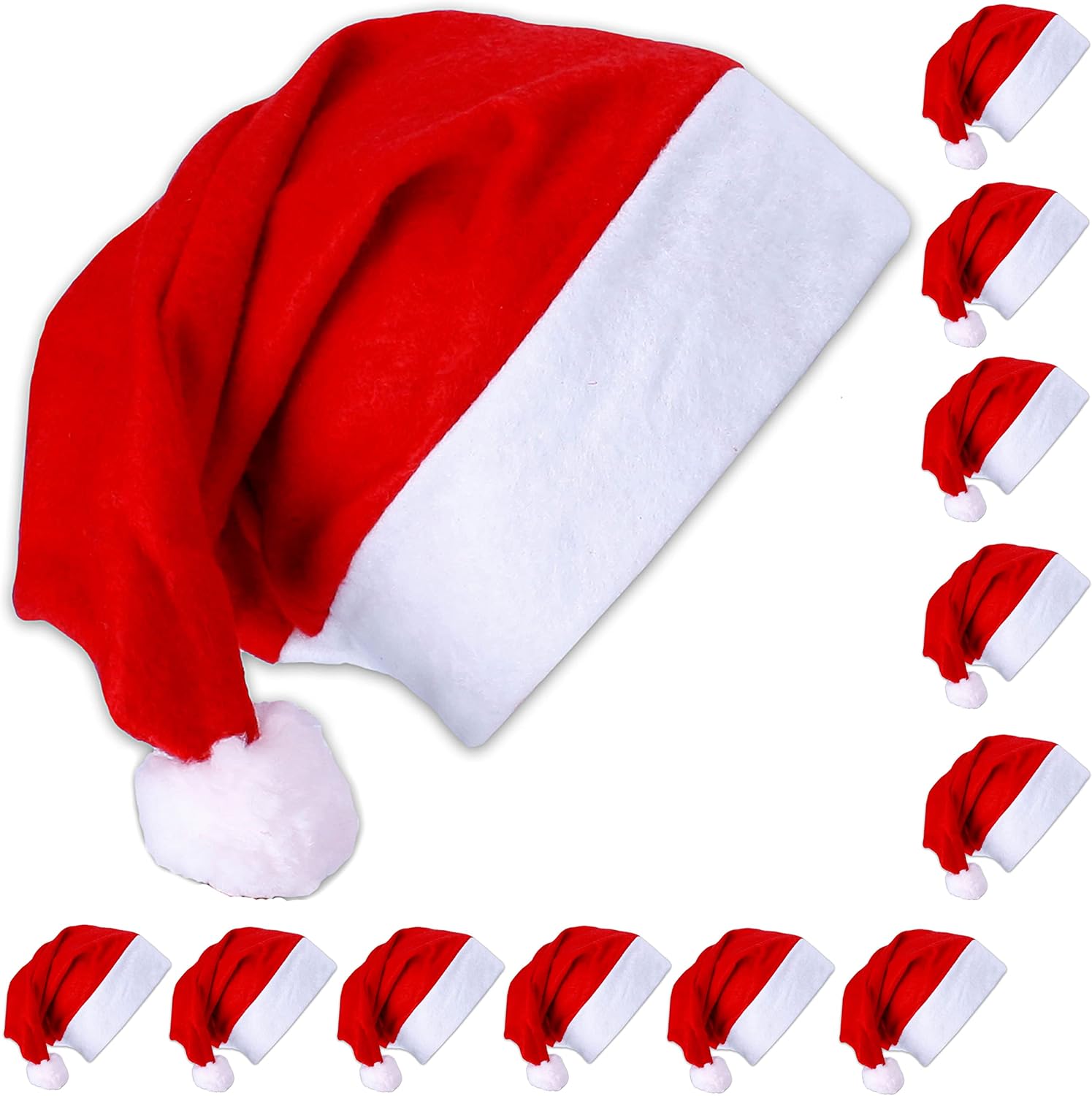 20 Bonnets De Père Noël En Feutre Rouge – Taille Unique Adulte – Pour Fête De Bureau, Déguisement, Décoration Noël