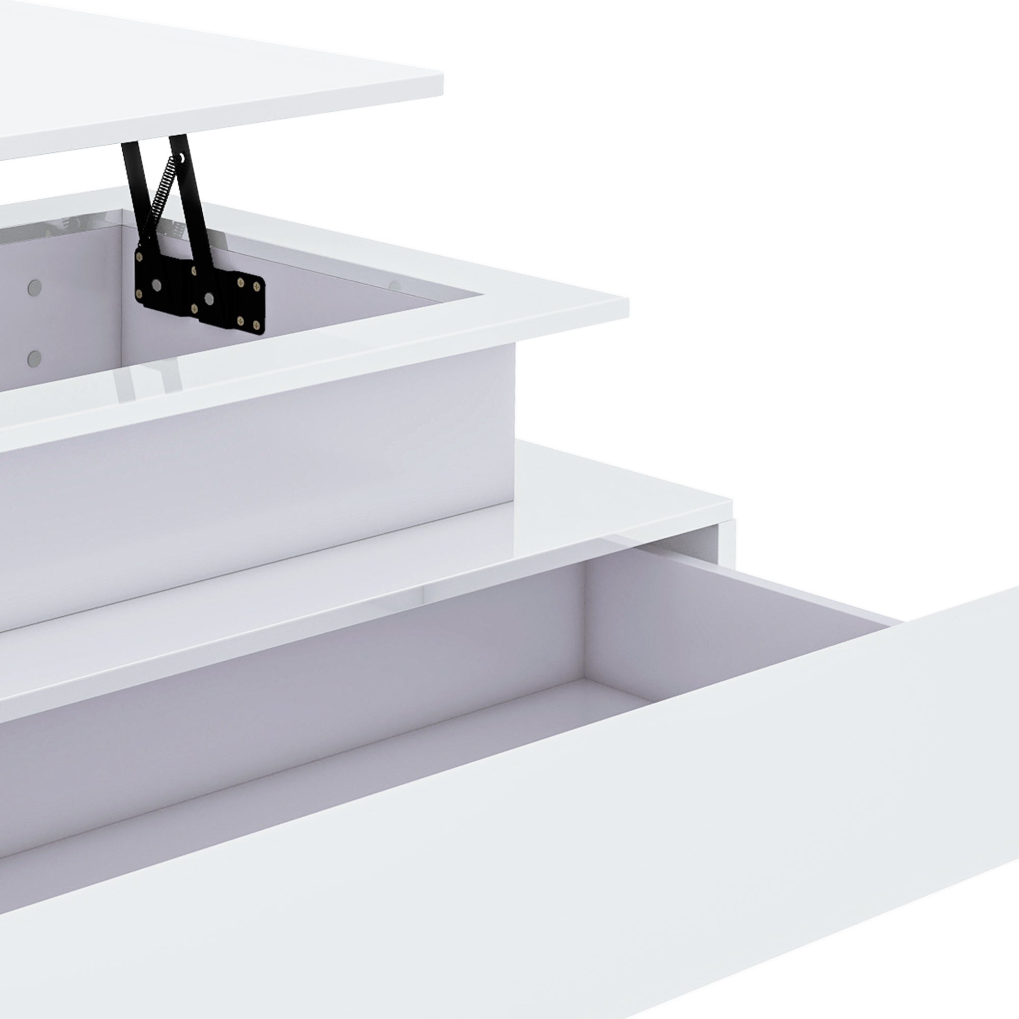 Balconera Table basse- Éclairage LED-2 tiroirs de rangement-85 x 55 x 56 cm- Blanc - 9