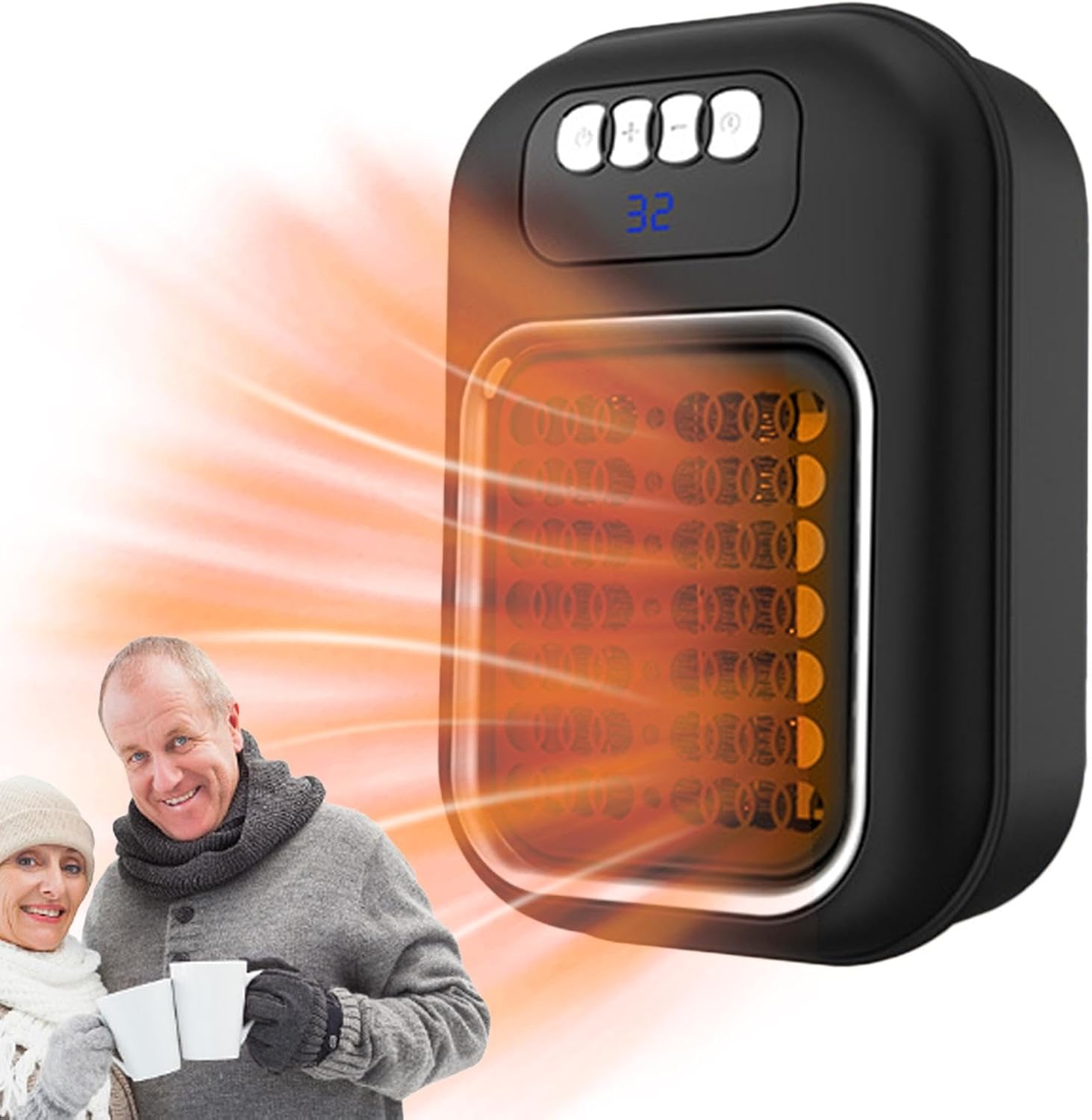 Mały czarny grzejnik elektryczny, grzejnik przestrzenny - Wielofunkcyjny grzejnik ścienny do łazienki, grzejnik wewnętrzny, grzejnik elektryczny