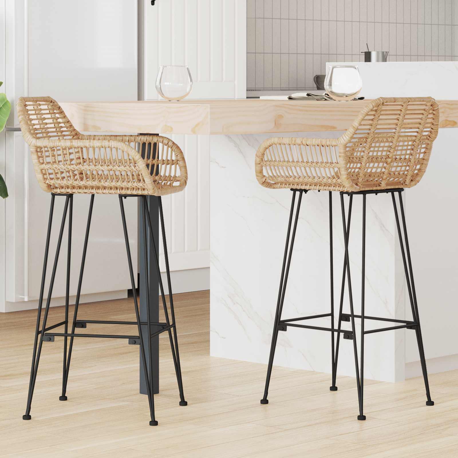 Tabouret coloniale bois et rotin synthétique noir kantik 75cm | Leroy Tabouret coloniale bois et rotin synthétique noir kantik 75cm | Leroy