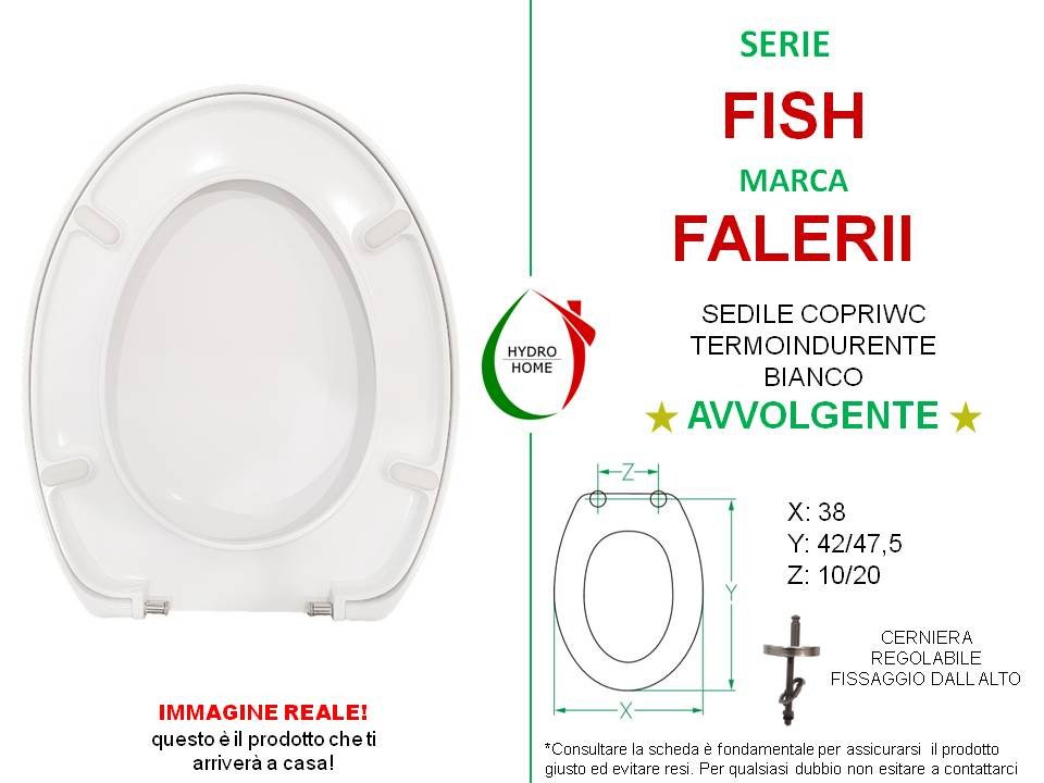 Copriwater FALERII FISH Avvolgente Originale In Termoindurente Bianco Con Cerniera Inox Normale O Soft Close - 4