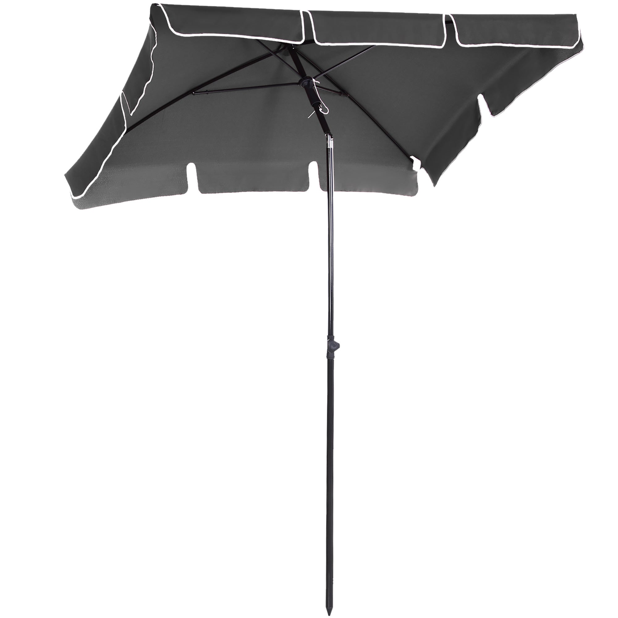 PHI VILLA Ombrellone Giardino Rettangolare 3.8x2m Con Luci LED E Manovella - Antiruggine, Impermeabile, Protezione UV