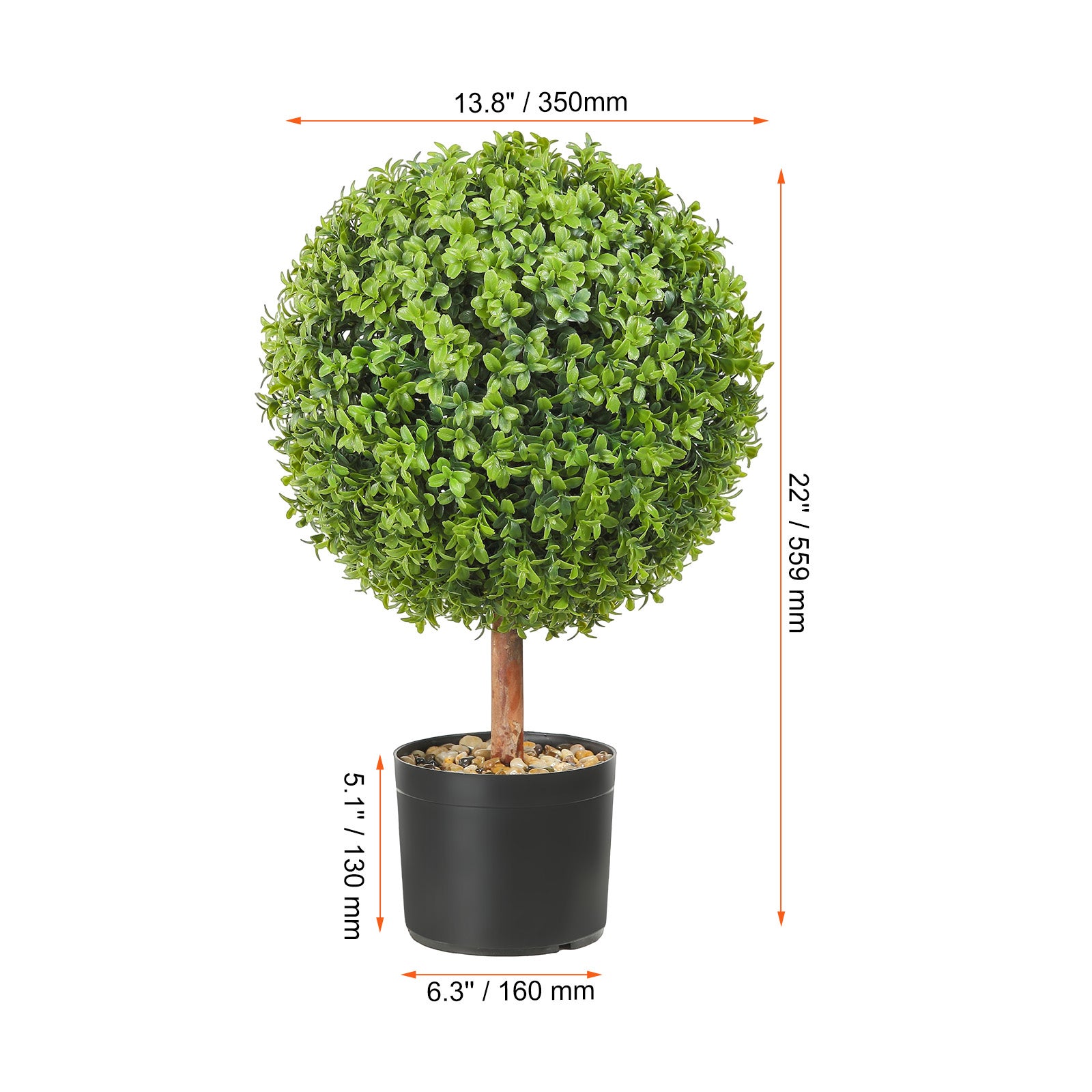Boule de buis artificielle SucceBuy, lot de 2 topiaires 559 mm, largeur 365 mm, plantes déco avec papillons, intérieur extérieur - 2