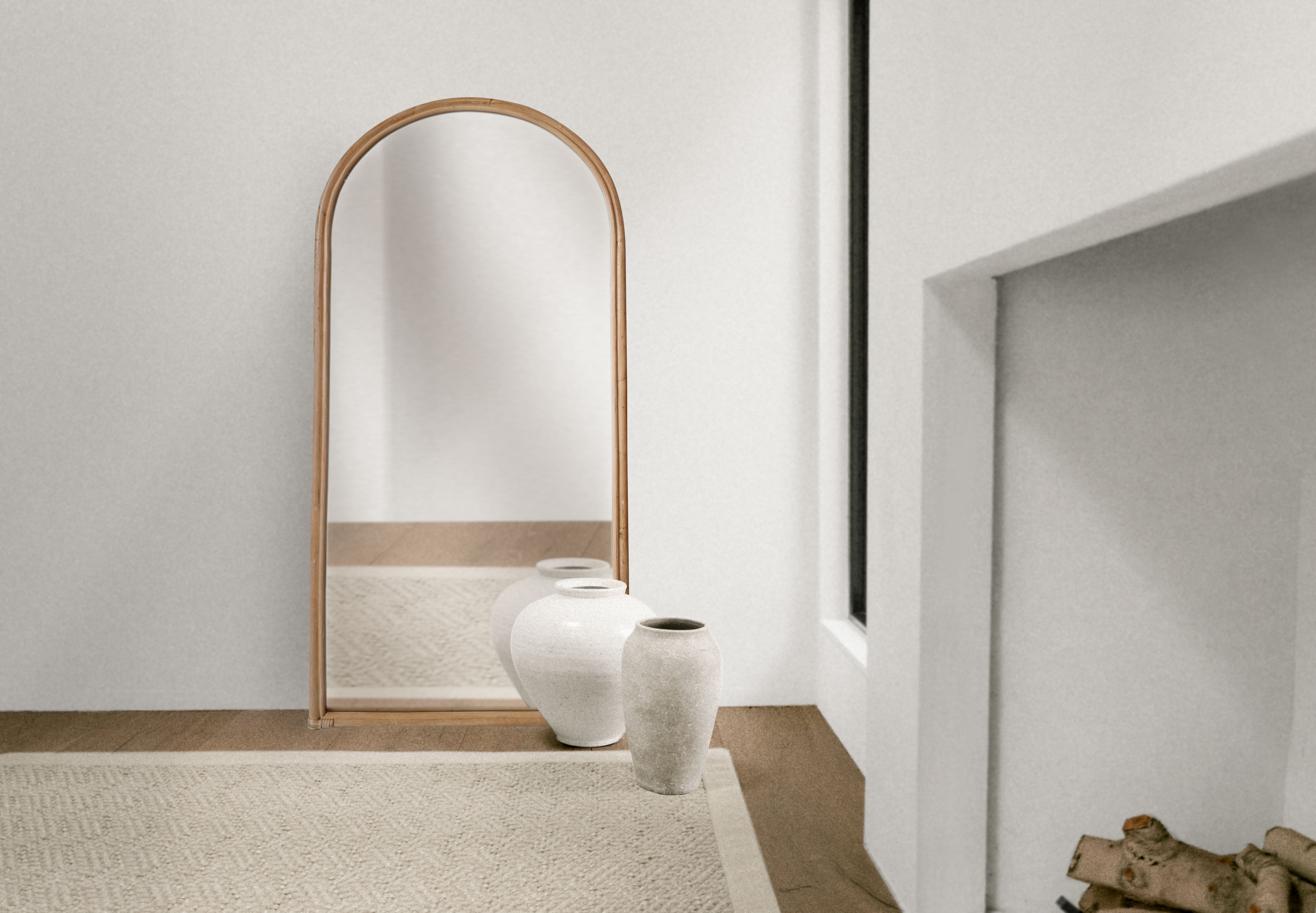 Lustro prostokątne z rattanu 80x180 cm | Ręcznie wykonane, trwałe i eleganckie - 3