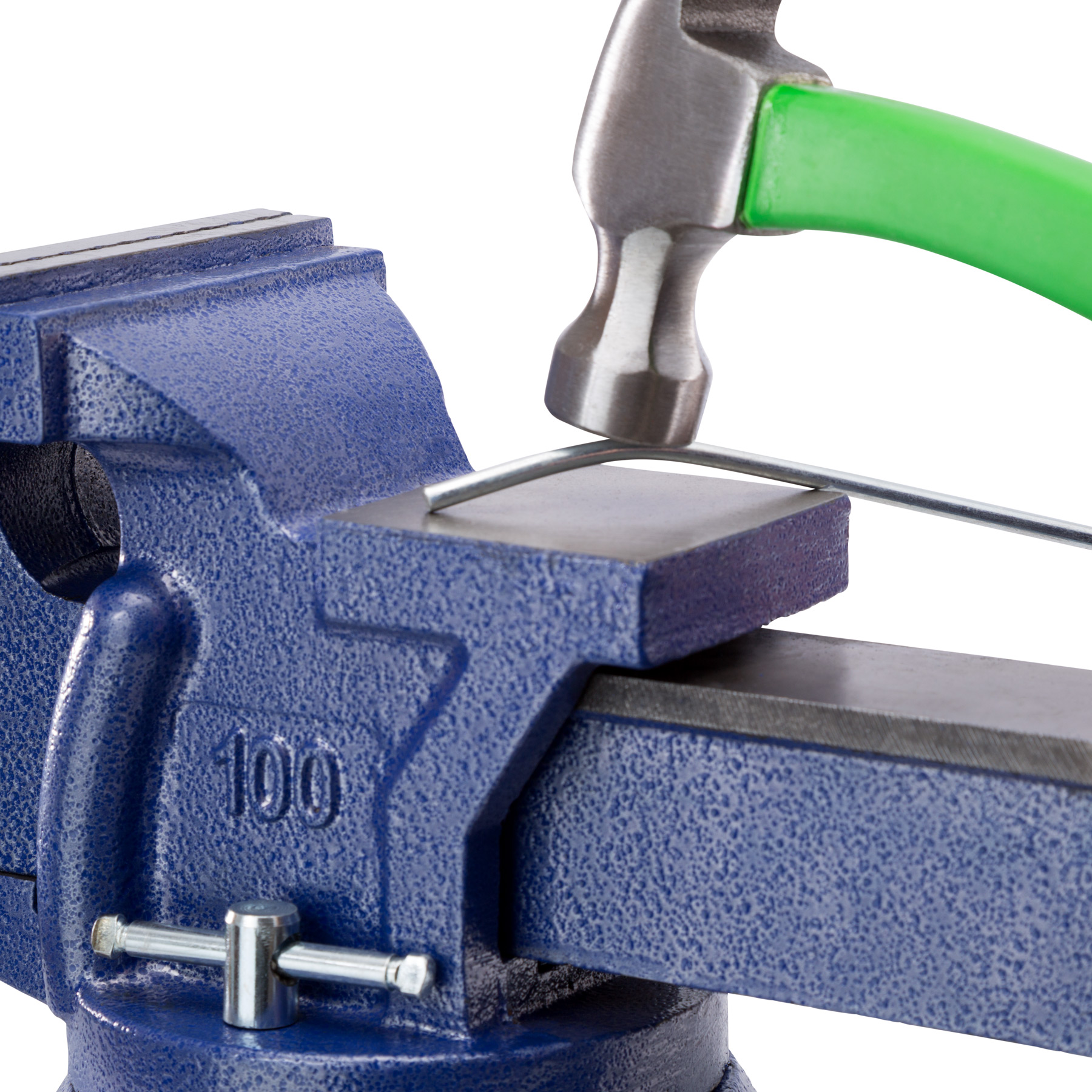 Torno de bancada em ferro fundido com bigorna, rotação de 360° com abertura, 3 furos roscados, 125 mm, azul TECTAKE - 3
