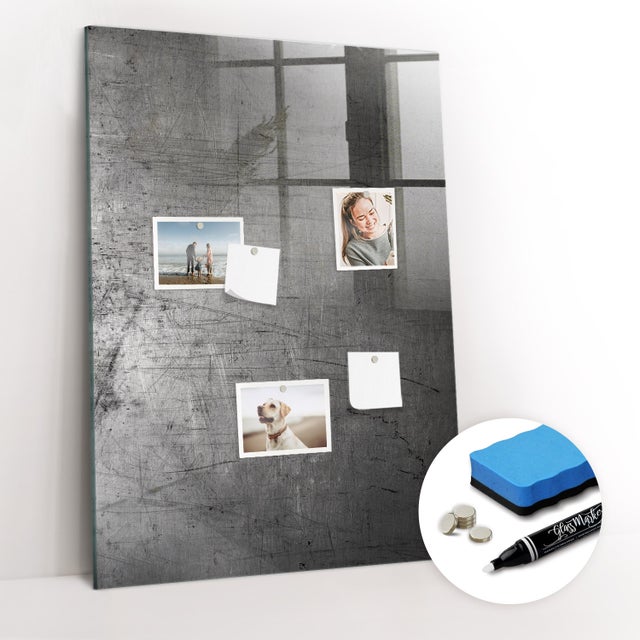 Lavagna Magnetica Murale, Tulup - 70x100 cm - Metallo graffiato, 5 magneti, spugna, pennarello bianco