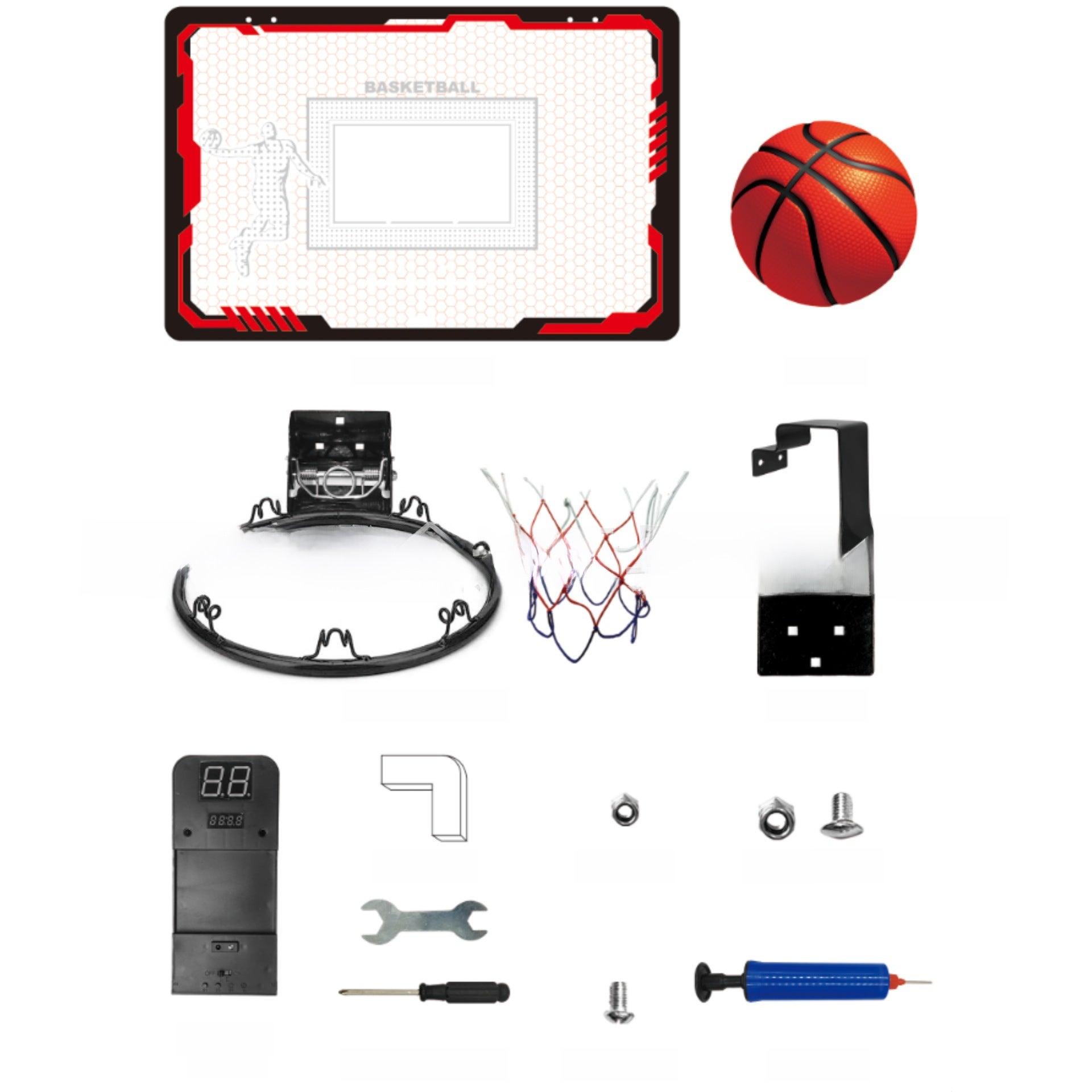 Mini Panier De Basket SUPER JOY – à Fixer Sur Porte Ou Mur – 3 Ballons, Pompe, Jante Acier – Cadeau Enfant
