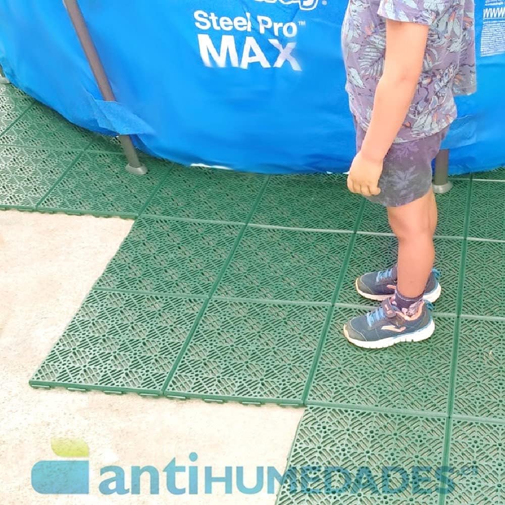 Loseta Autoventilada para Suelos (Verde). Medidas: 30 x 30 x 1,5cm. Colocación en piscinas, duchas de jardín, baños, vestuarios, terrazas - 8