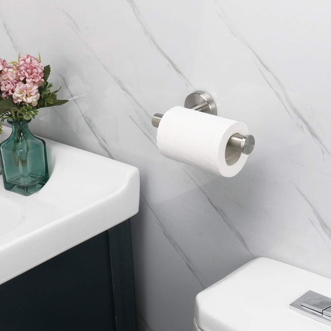 Porte-rouleau de papier toilette mural auto-adhésif en acier inoxydable SUS 304, sans perçage, solide, sécurisé, étanche pour salle de bain et maison (laiton brossé Porte-rouleau de papier toilette mural auto-adhésif en acier inoxydable SUS 304, sans perçage, solide, sécurisé, étanche pour salle de bain et maison (laiton brossé