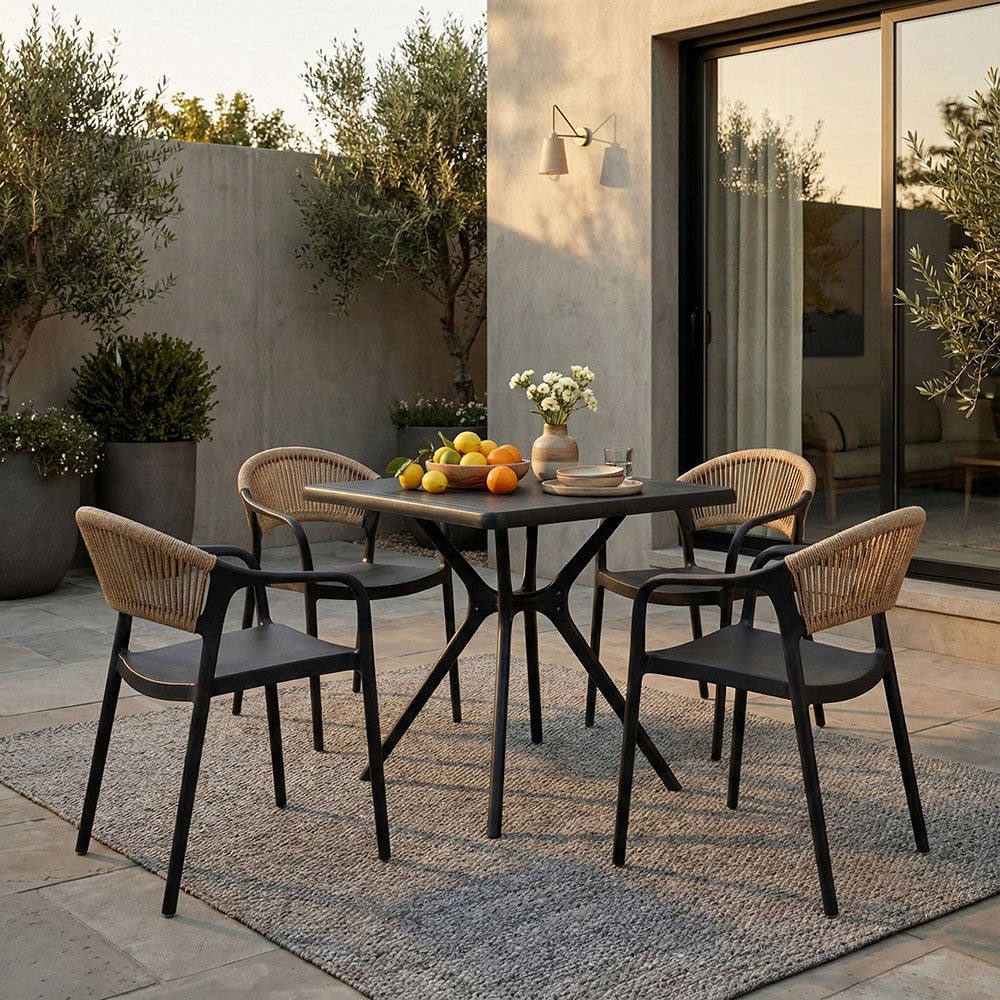 Lot de 4 Chaise de jardin sans coussin Jolanda en Polypropylène Noir - 2
