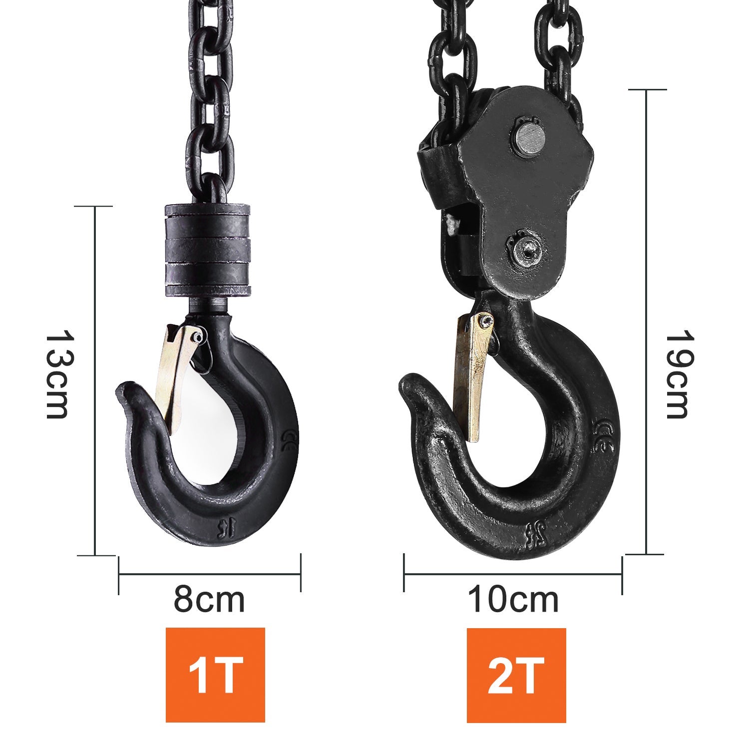 DEWINNER Palan à chaîne Manuel 2T avec Crochet Robuste, Hauteur de Levage 3M - 6