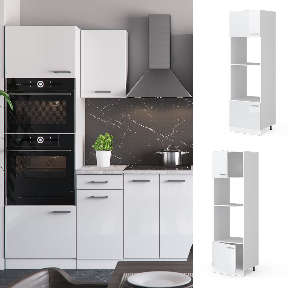 Vicco Armario para microondas R-Line, Blanco alto brillo, 60 cm - 2