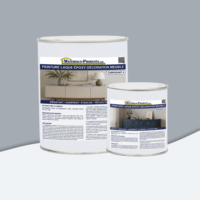 Peinture laque époxy meubles cuisine salle de bains rénovation décoration Kit de 2,5 Kg Gris Béton RAL 7040 - PEINT76 - MATPRO