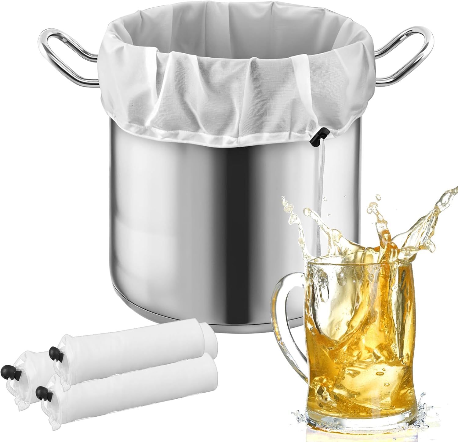 Sacs De Brassage Filtrants Réutilisables - Maille Fine Avec Cordon De Serrage Pour Bière, Vin Et Fromage (3045)
