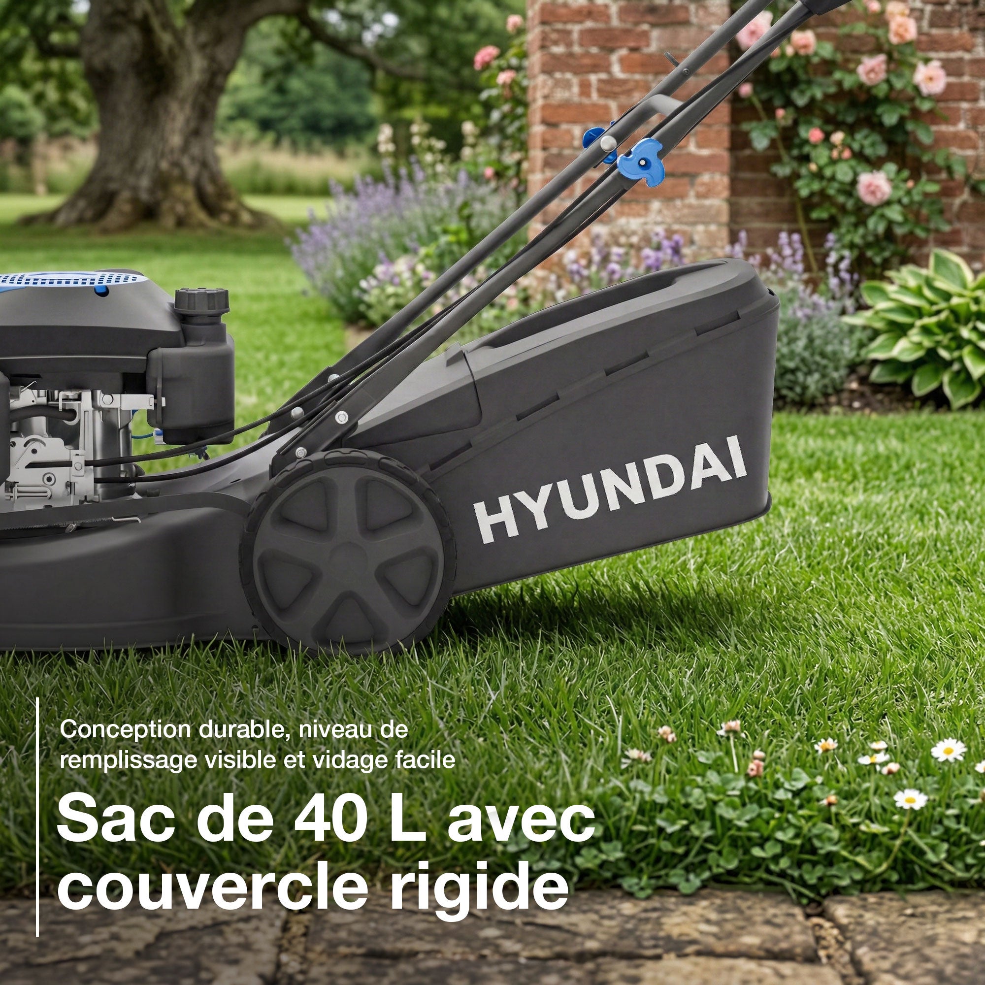 Hyundai Tondeuse à Gazon Thermique Autotractée 43 cm 139 cm3 4-en-1 Mulching - 4