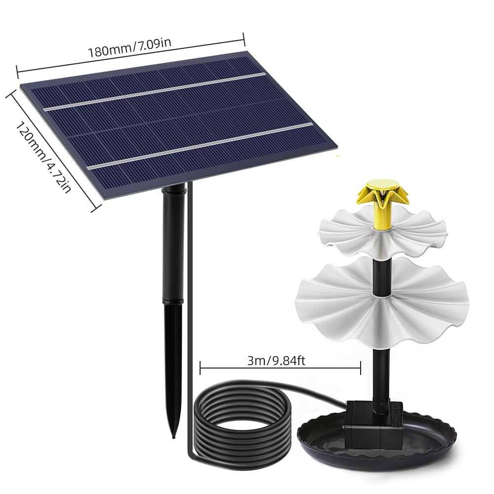 Pompe solaire 4W pour fontaine à eau avec 9 buses, idéale pour les bains d'oiseaux, les bassins de jardin, les piscines et les aquariums - 7