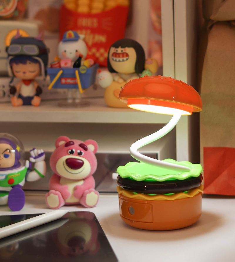 Veilleuse Hamburger, mini lampe de bureau créative avec taille-crayon intégré, lampe de chevet rechargeable par USB - 7