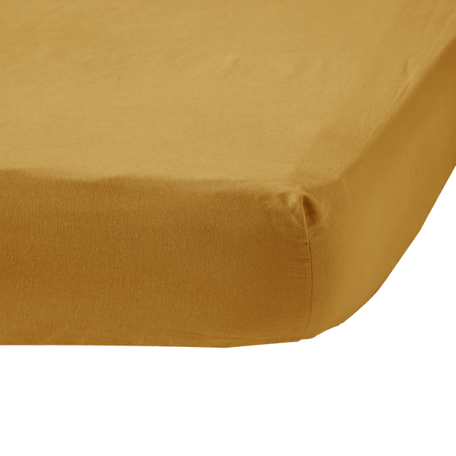 Drap housse coton lin Valentine CAMIF-90 x 190 cm-Curry