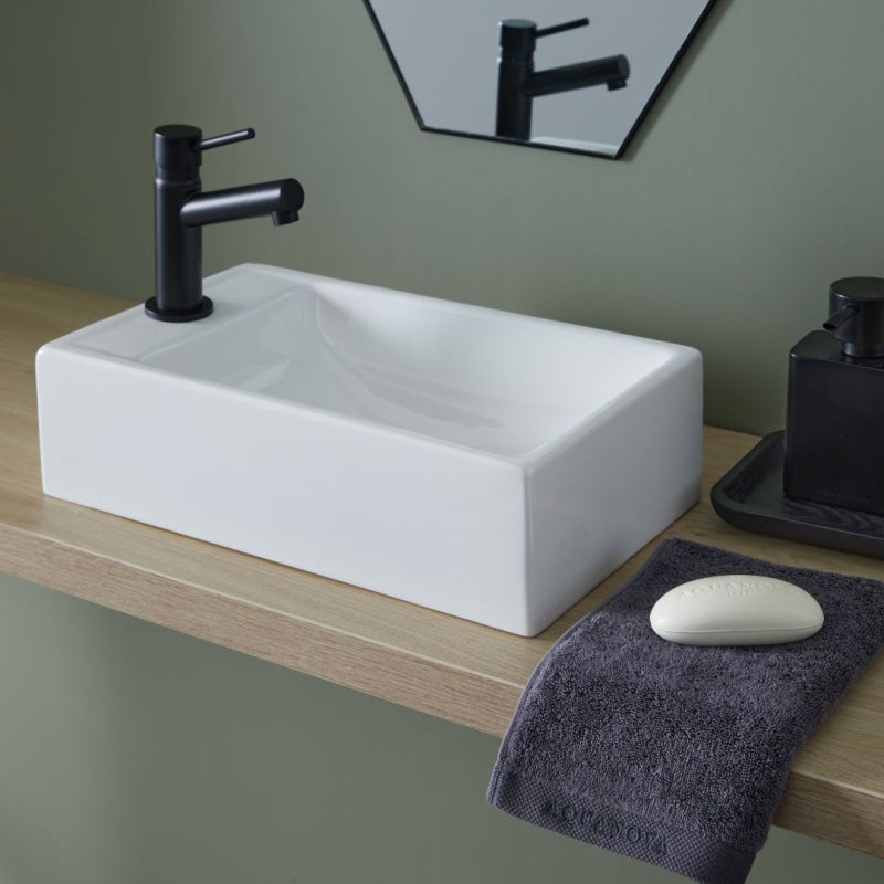 Lave mains rectangle blanc contemporain - 3