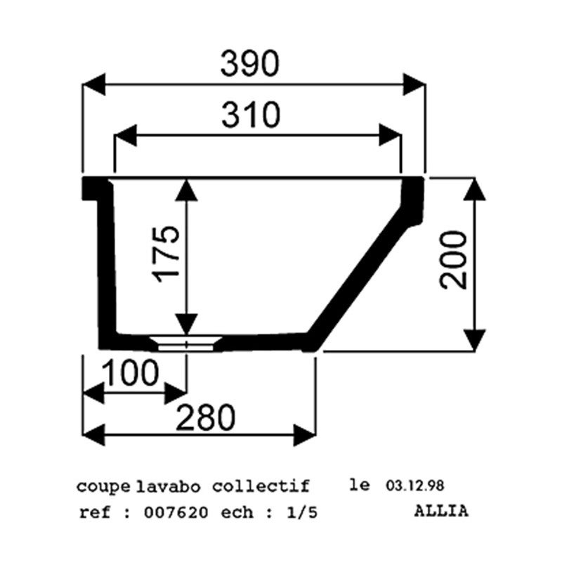 Lavabo collectif PUBLICA blanc 1000x390mm GEBERIT 00762000000 - 2